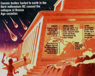 This is an artists impression of a Bronze Age meteor storm used to illustrate the article in the Sunday Times.