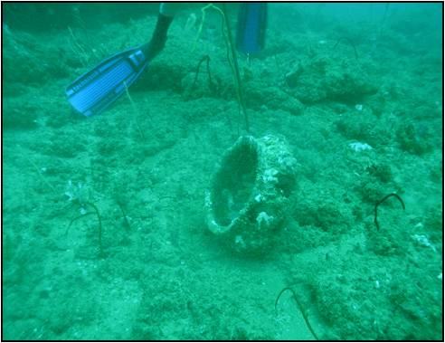 An image of a clay pot discovered by the Sri Lanka Navy divers at the Basses reef site off the coast of Sri Lanka. The ministry said the find, dated to the late 2nd century B.C.. This image is also a clickable link direct to the Sri Lanka Navy story