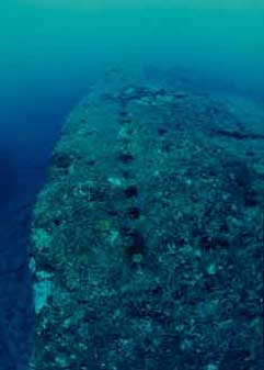 images of some of the 'quarry marks' found on megaliths underwater near to the No.1 Monument at Iseki Point