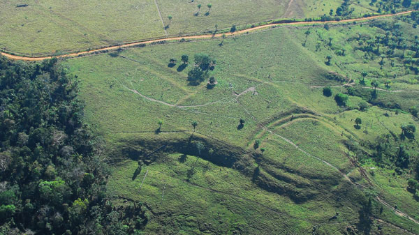 an image of some of the 260 ancient earthworks located in the Amazon basin by archeologist Denise Schaan and her colleagues, which are challenging traditional assumptions about the region's history, which is also a clickable link directly to the CTV News story