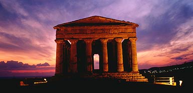 an image of The Concordia Temple In Sicily, one of many built by the Ancient Greeks to face the east, which is also a clickable link directly to The Times story