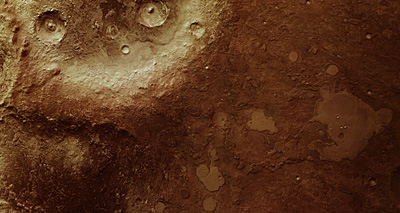 an image/link showing the eastern Arabia Terra region on Mars, and which is also a link directly to the ESA News story