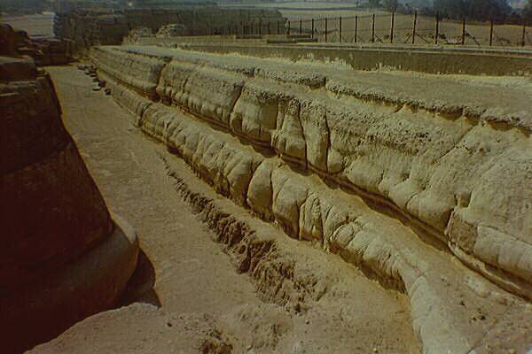 Erosion  caused by rains in the Great Sphinx enclosure