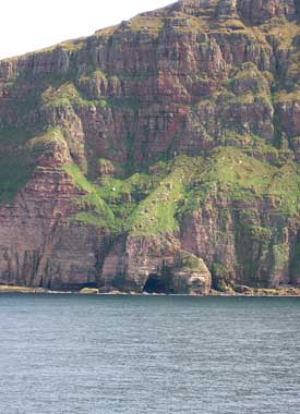 a cave facing southwest on Hoy