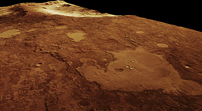 an image/link showing the Arabia Terra crater region in perspective, and which is also a link directly to the ESA News story