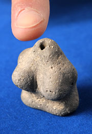 an image of A clay figure found in Higashiomi, Shiga Prefecture, Japan, which is also a clickable link directly to The Asahi Shimbun story