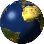 Image of a
revolving globe showing current sea levels since the last
ice age, before which many ancient societies like Atlantis
flourished all over planet Earth on what are now sunken lands.