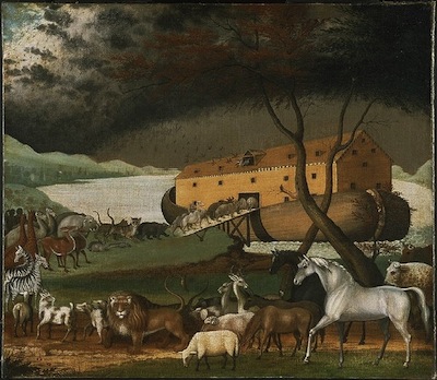 an image showing a traditional depiction of Noah's Ark, which is also a clickable link direct to The Examiner story