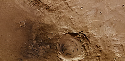 an image/link showing the Schiaparelli impact basin on Mars, and which is also a link directly to the ESA News story