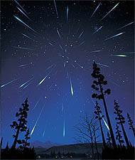 A artists impression of the Leonid meteors.